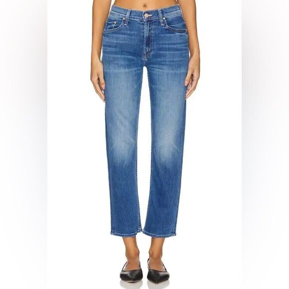 MOTHER Lhasa Love The Mid Rise Rider Ankle Cropped Straight Jeans, Size 27 - Picture 6 of 15